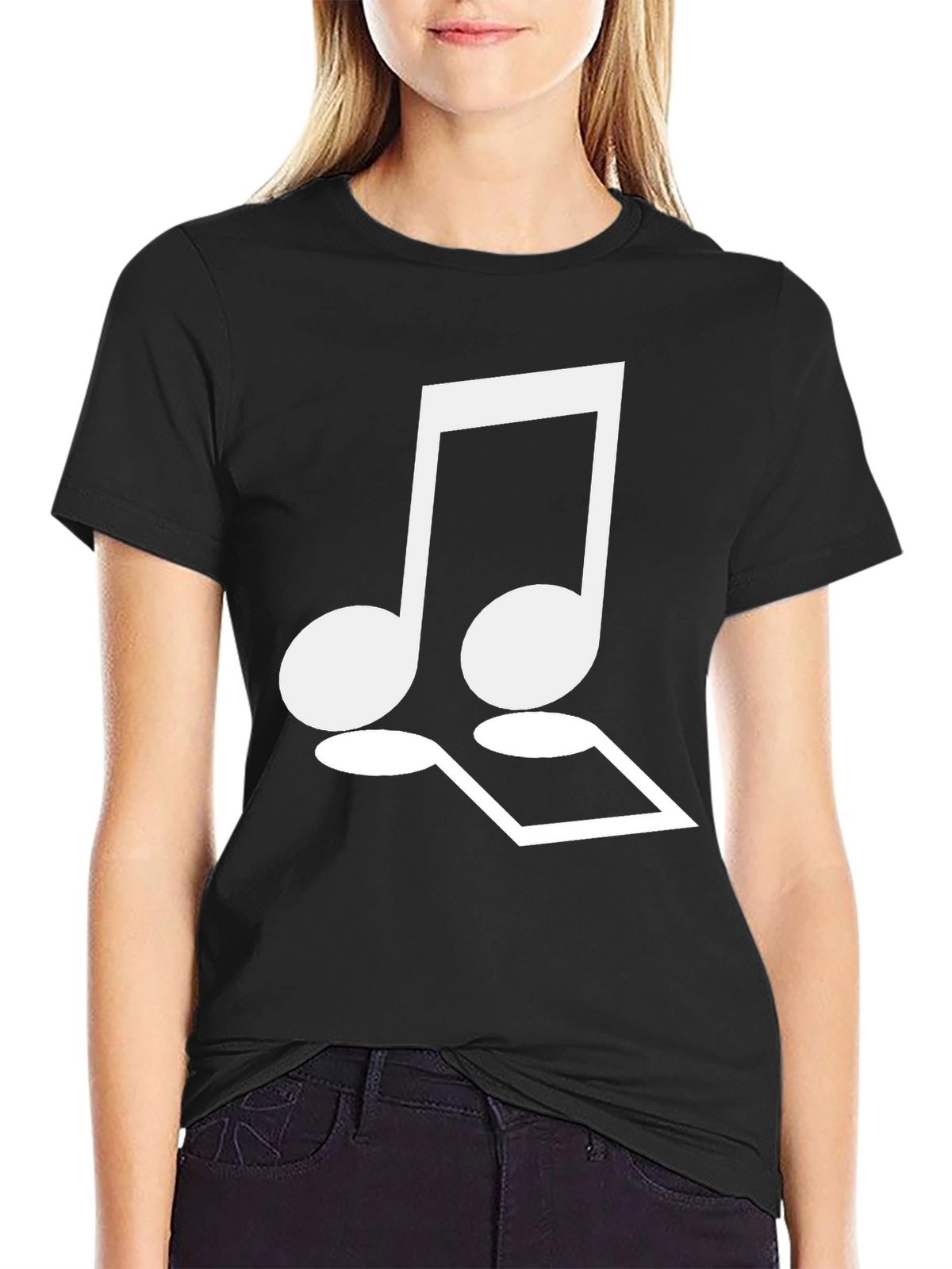 Musical Notes Graphic Tee - Classic Black Cotton