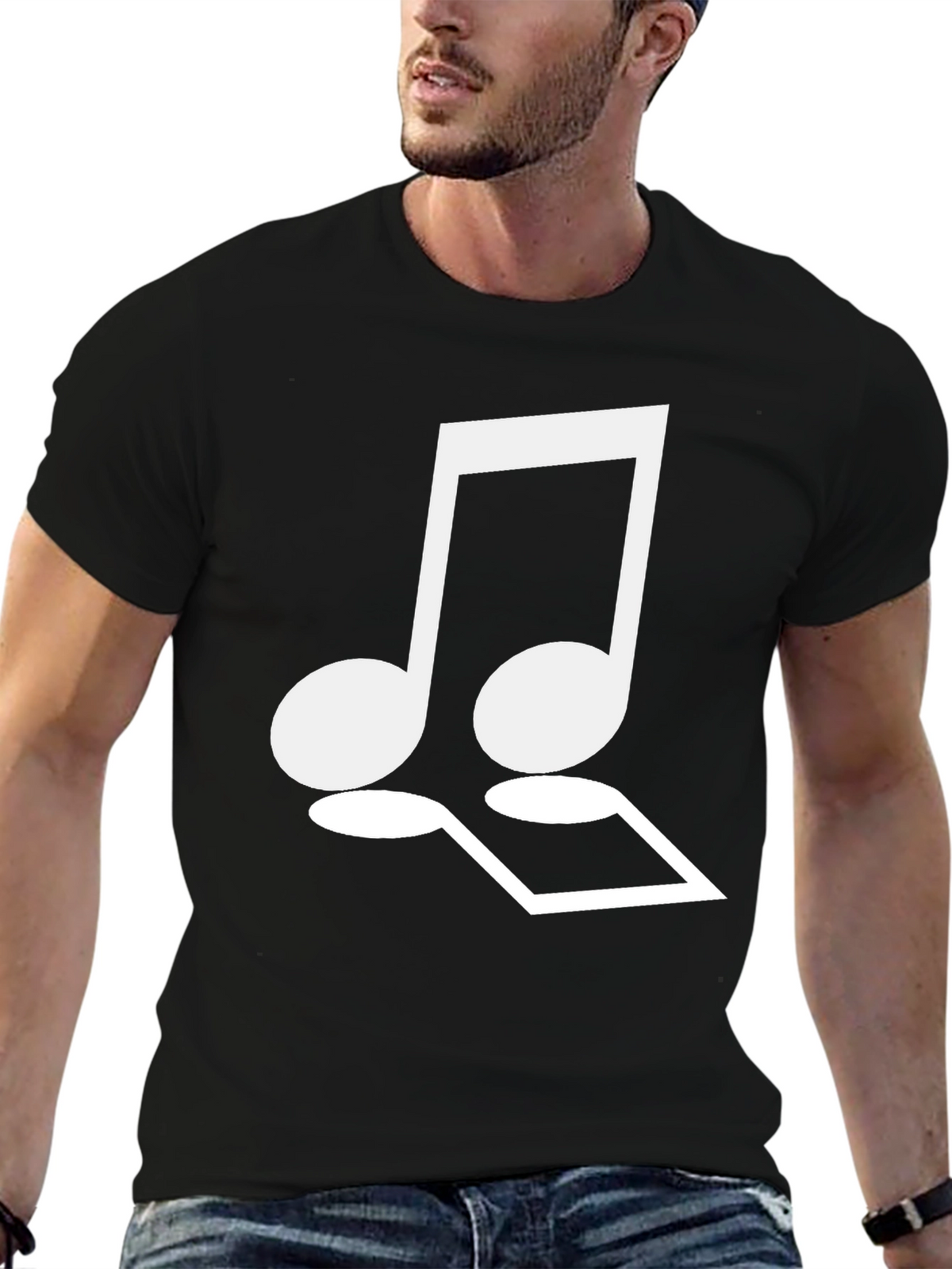 Musical Notes Graphic Tee - Classic Black Cotton