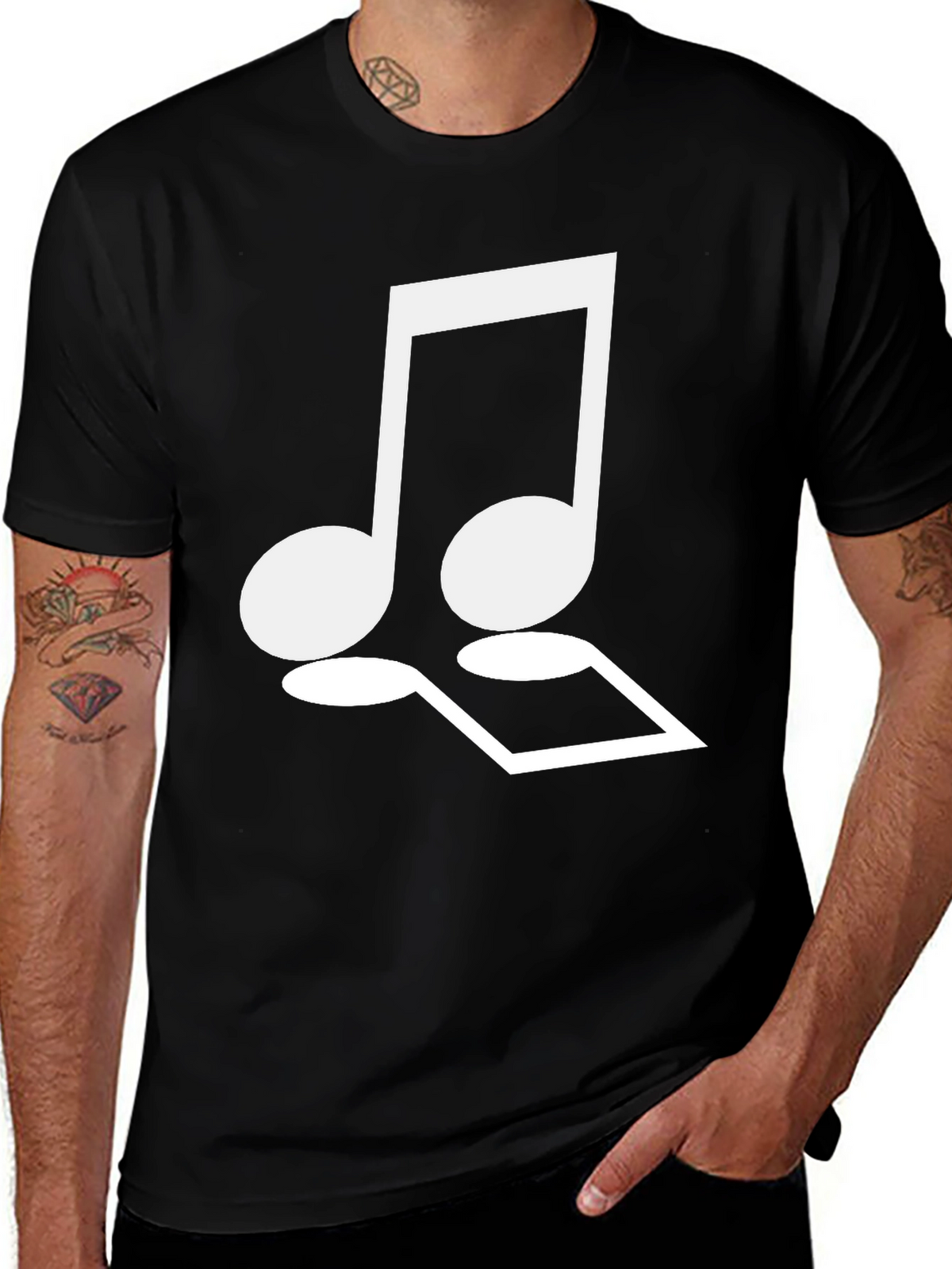 Musical Notes Graphic Tee - Classic Black Cotton