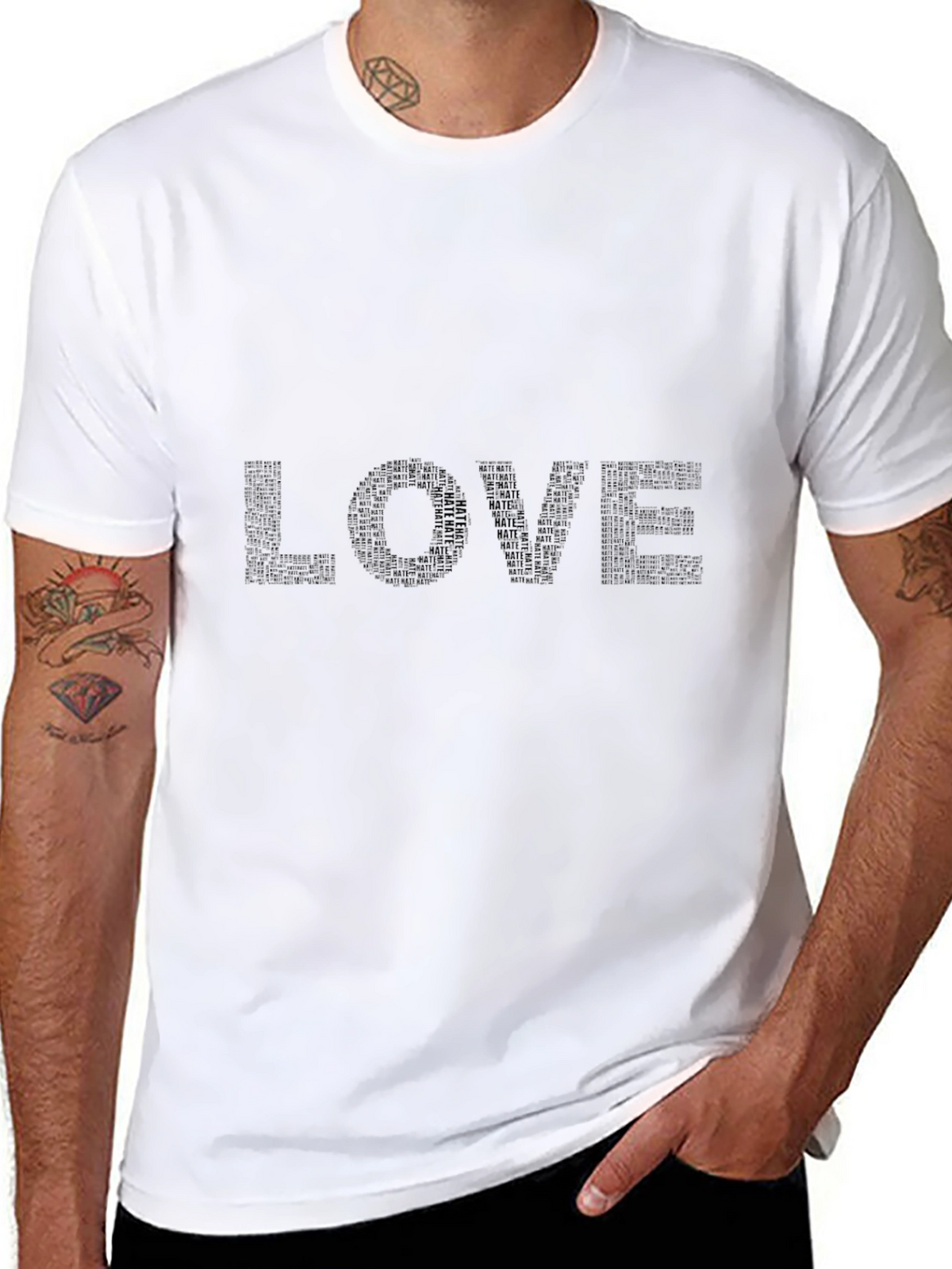 LOVE Text Art Graphic Tee - Unisex Black T-Shirt