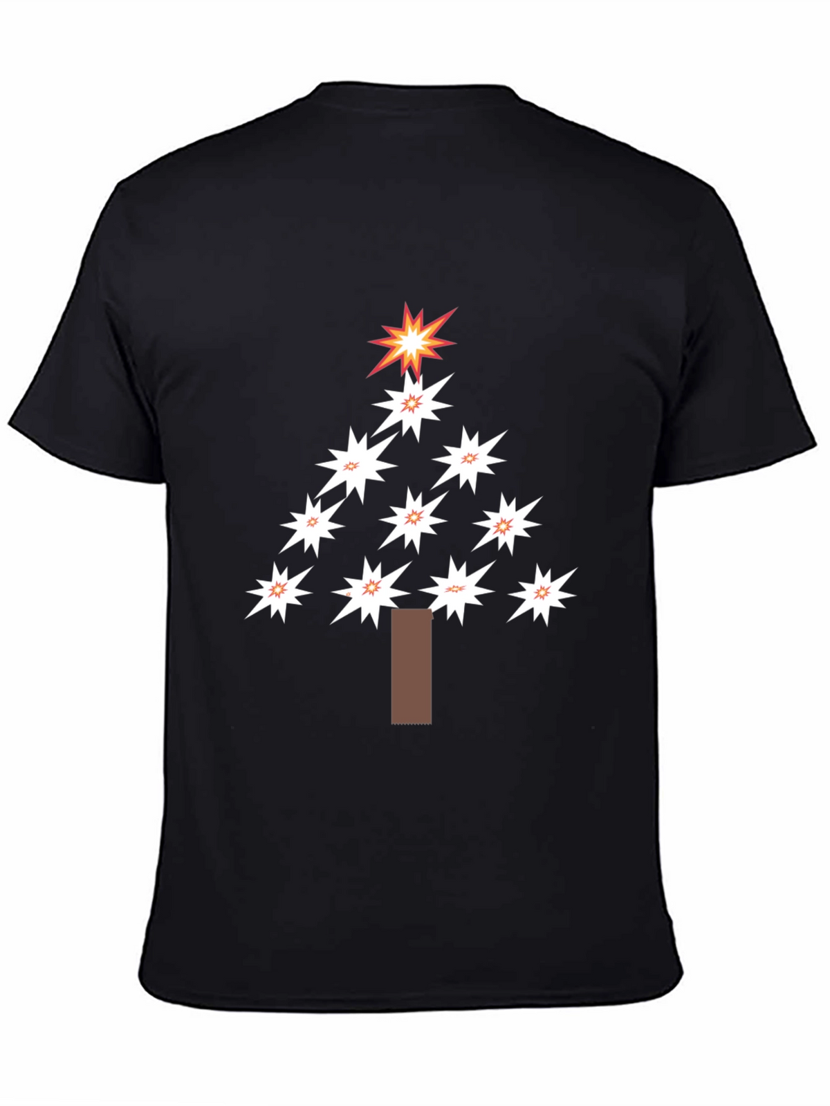 Festive Star Christmas Tree Black T-Shirt