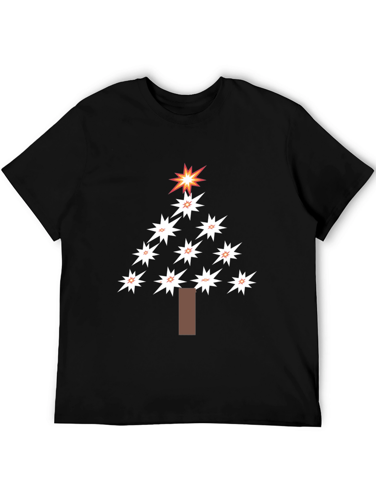 Festive Star Christmas Tree Black T-Shirt