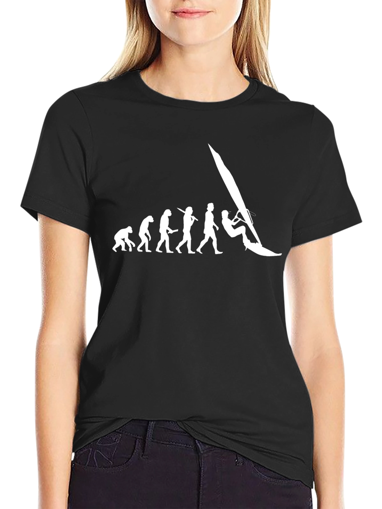Evolution of Windsurfing Black T-Shirt