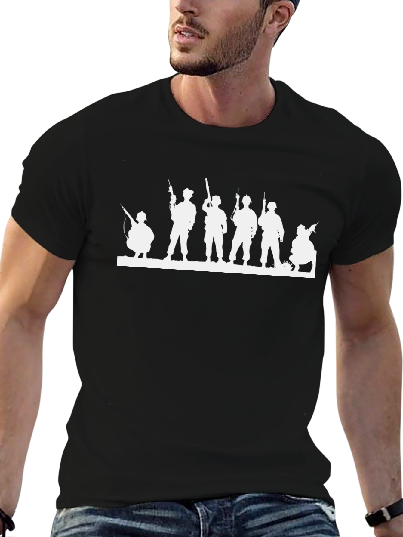 Silhouette Soldier Graphic Tee - Black Cotton Blend