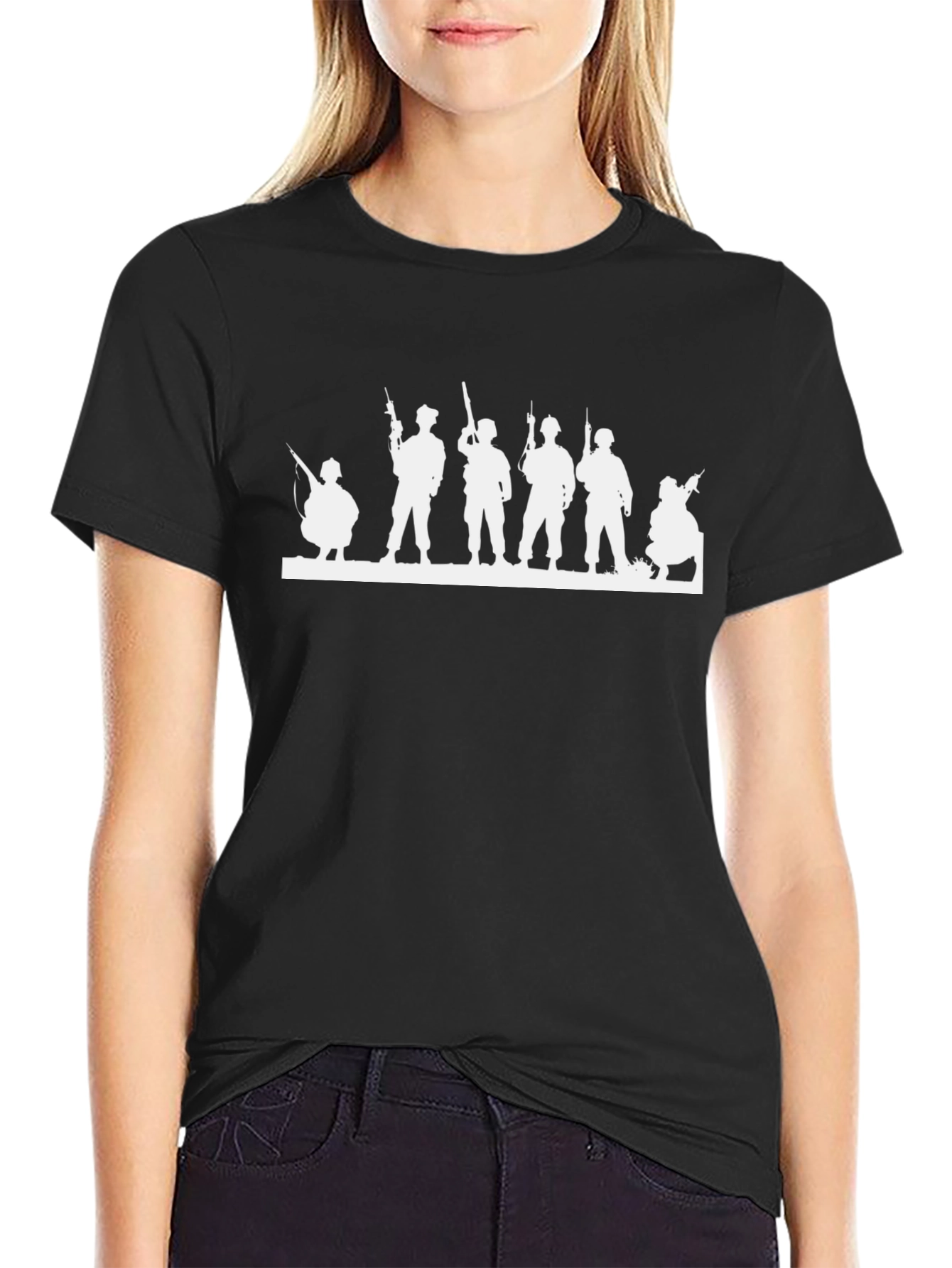Silhouette Soldier Graphic Tee - Black Cotton Blend