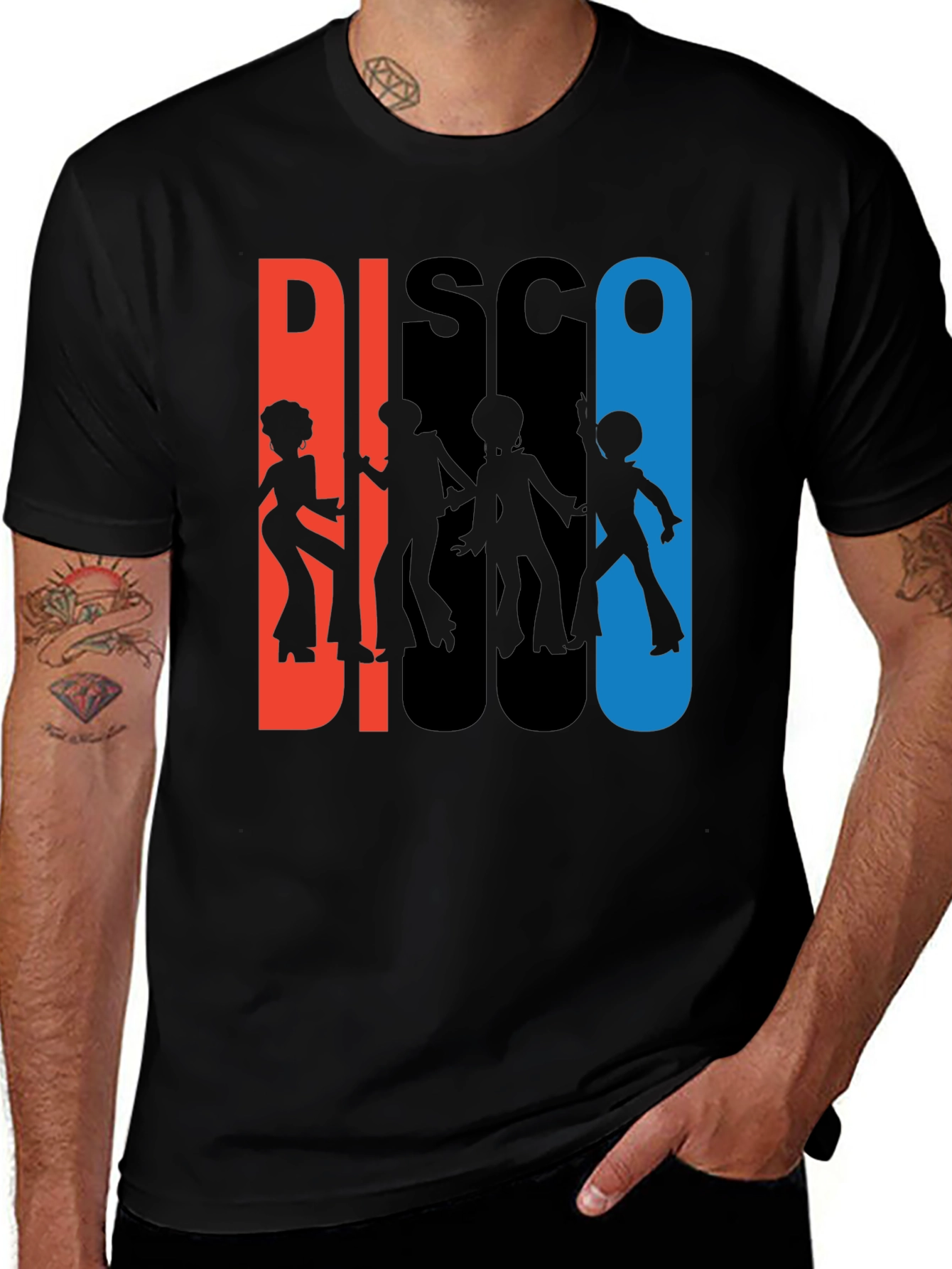 Retro Disco Graphic T-Shirt - Black