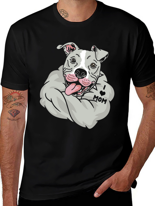 Pitbull I Love Mom Graphic Tee
