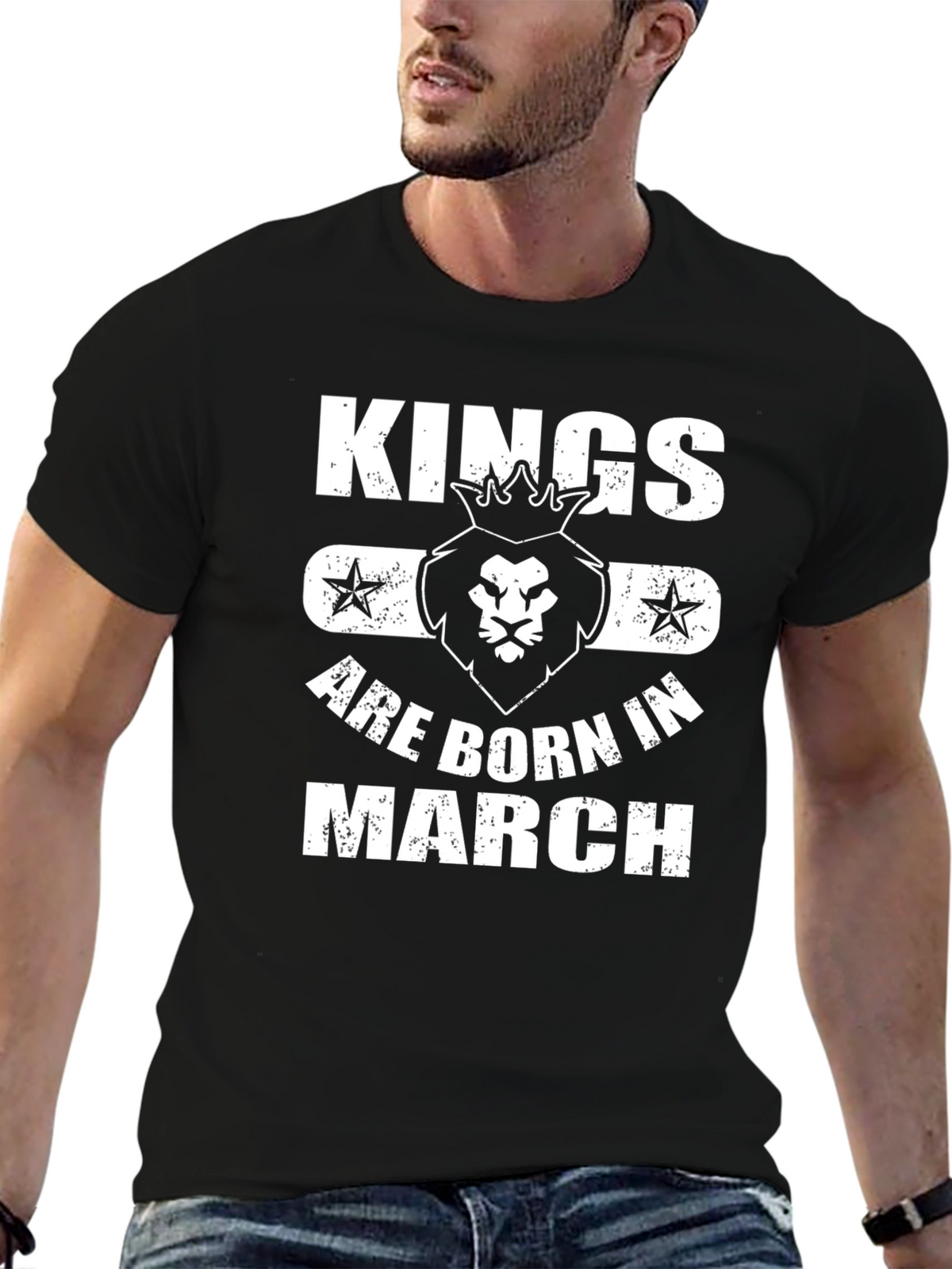 Kings Are Born in March Black T-Shirt