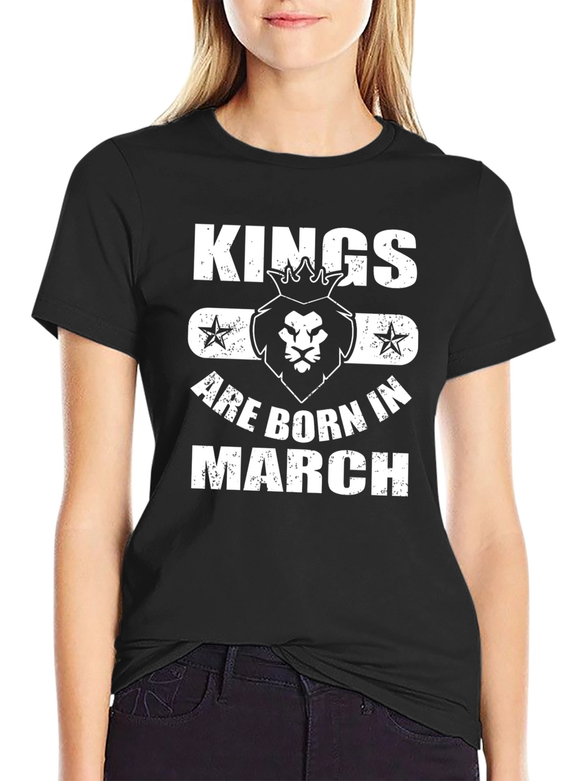 Kings Are Born in March Black T-Shirt