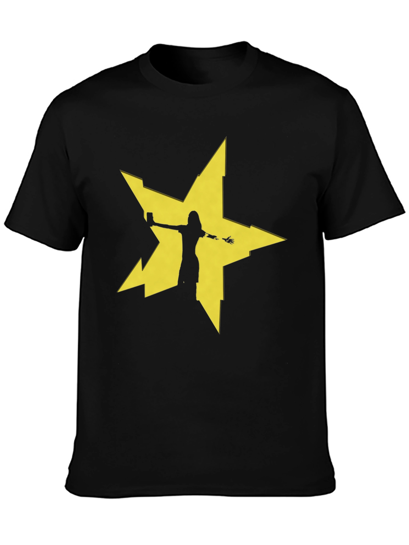 Edgy Star Silhouette Graphic Tee - Black