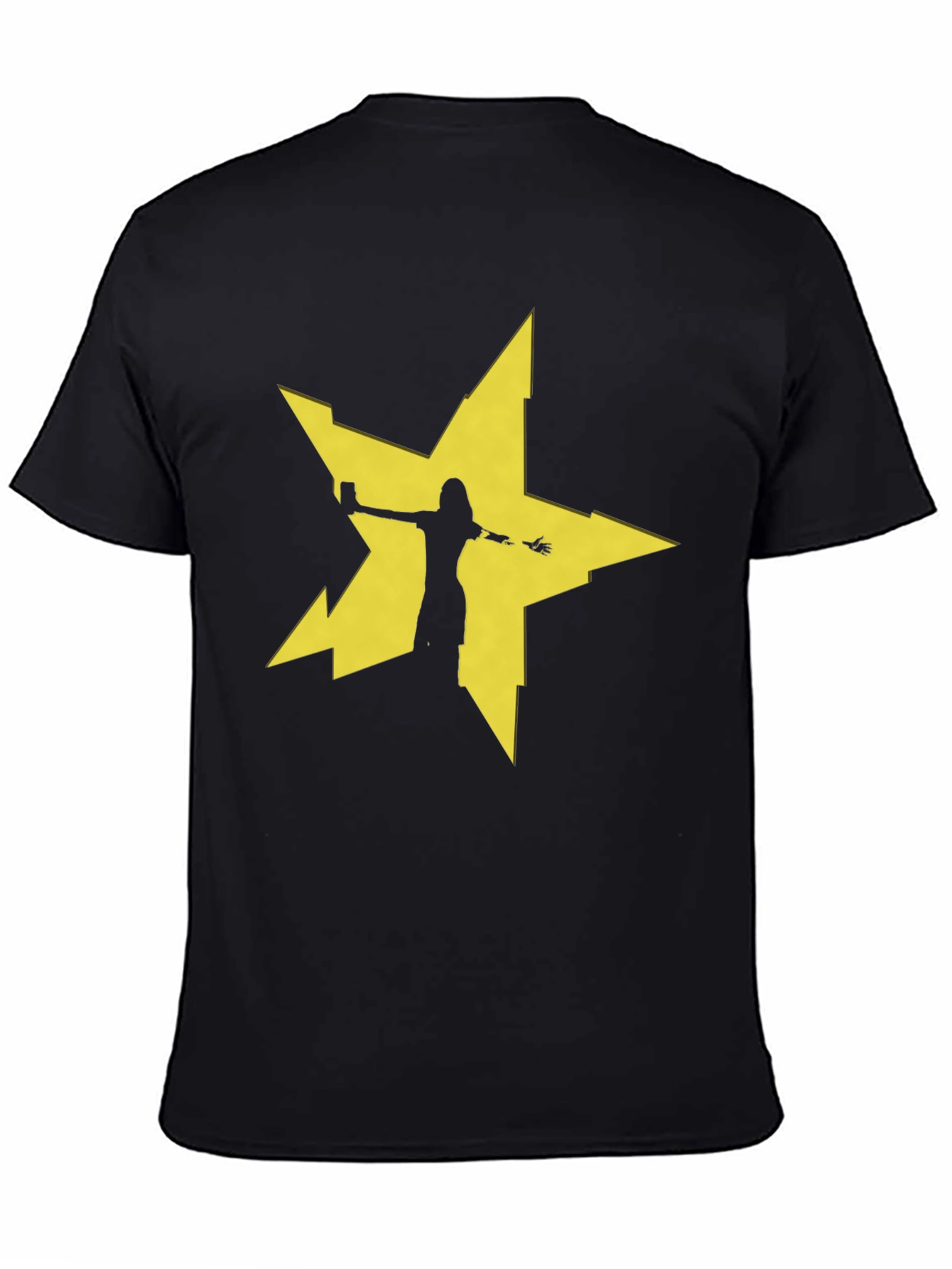 Edgy Star Silhouette Graphic Tee - Black