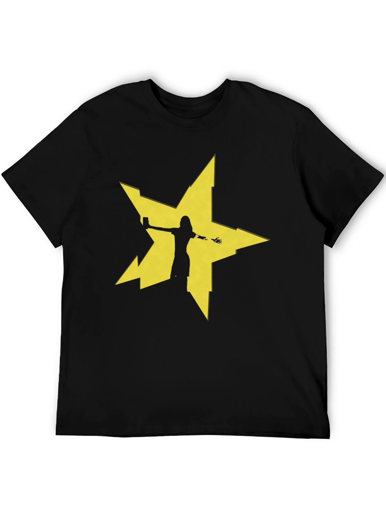 Edgy Star Silhouette Graphic Tee - Black