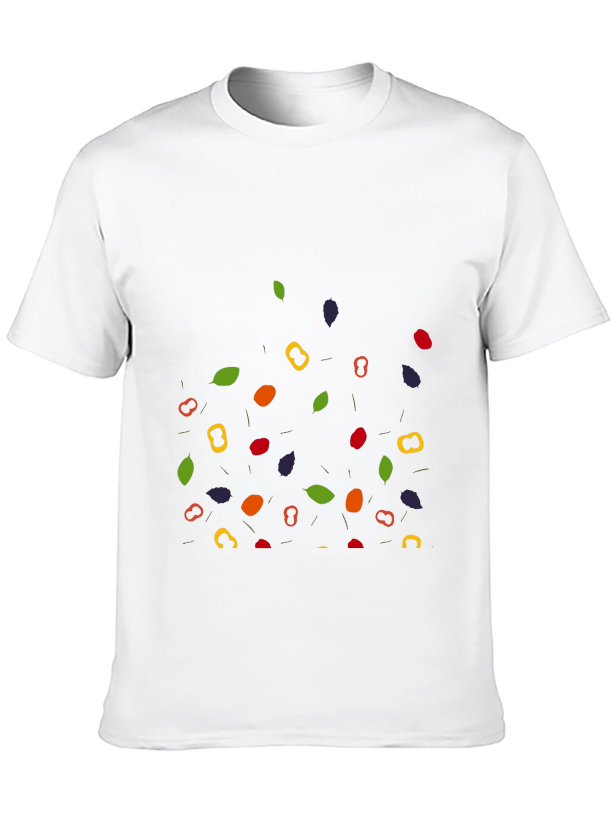 Funky Fruit & Veggie Pattern Black T-Shirt