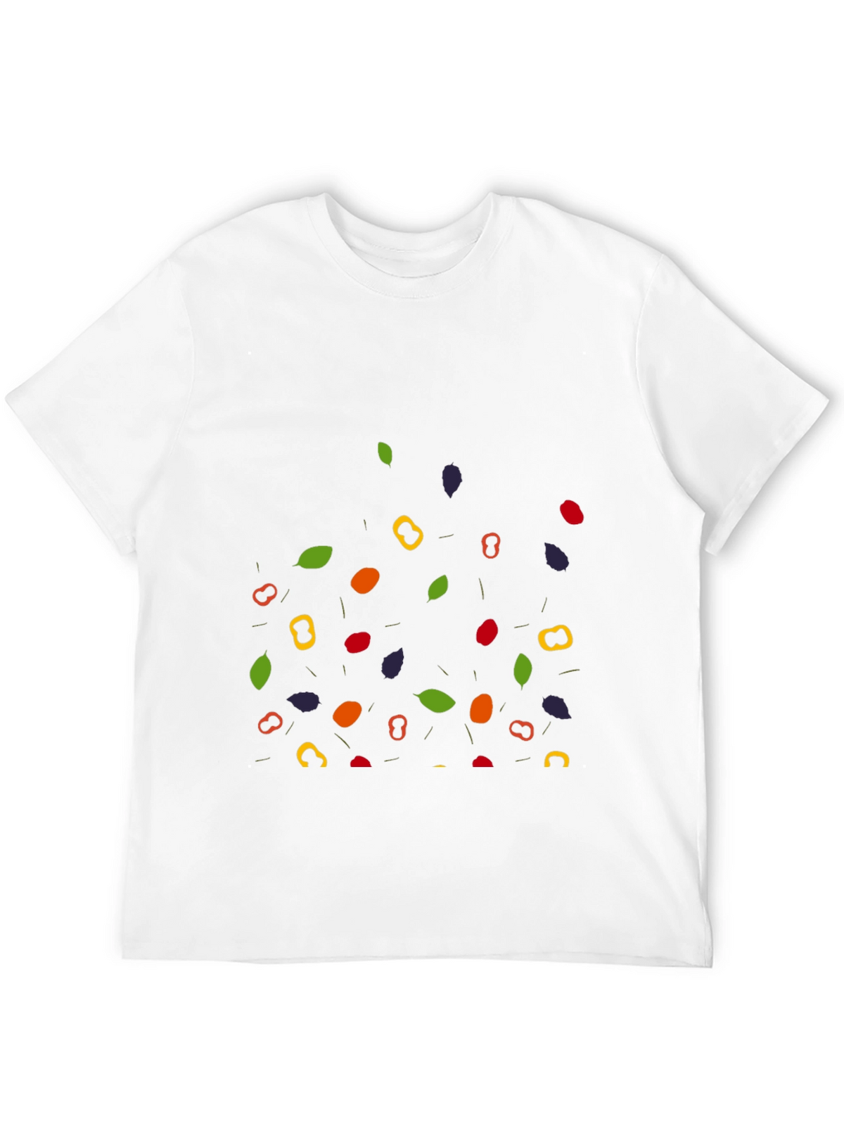 Funky Fruit & Veggie Pattern Black T-Shirt