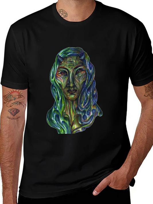 Surreal Alien Art Graphic T-Shirt - Black
