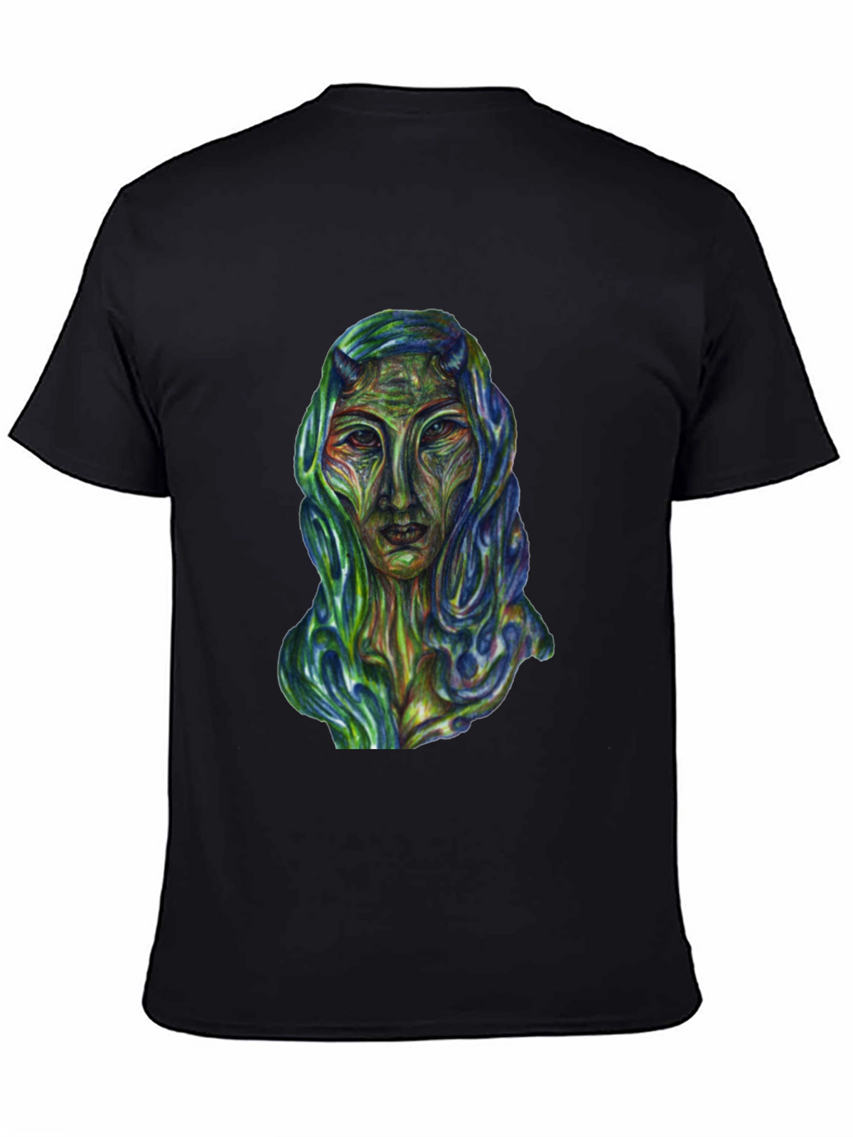 Surreal Alien Art Graphic T-Shirt - Black