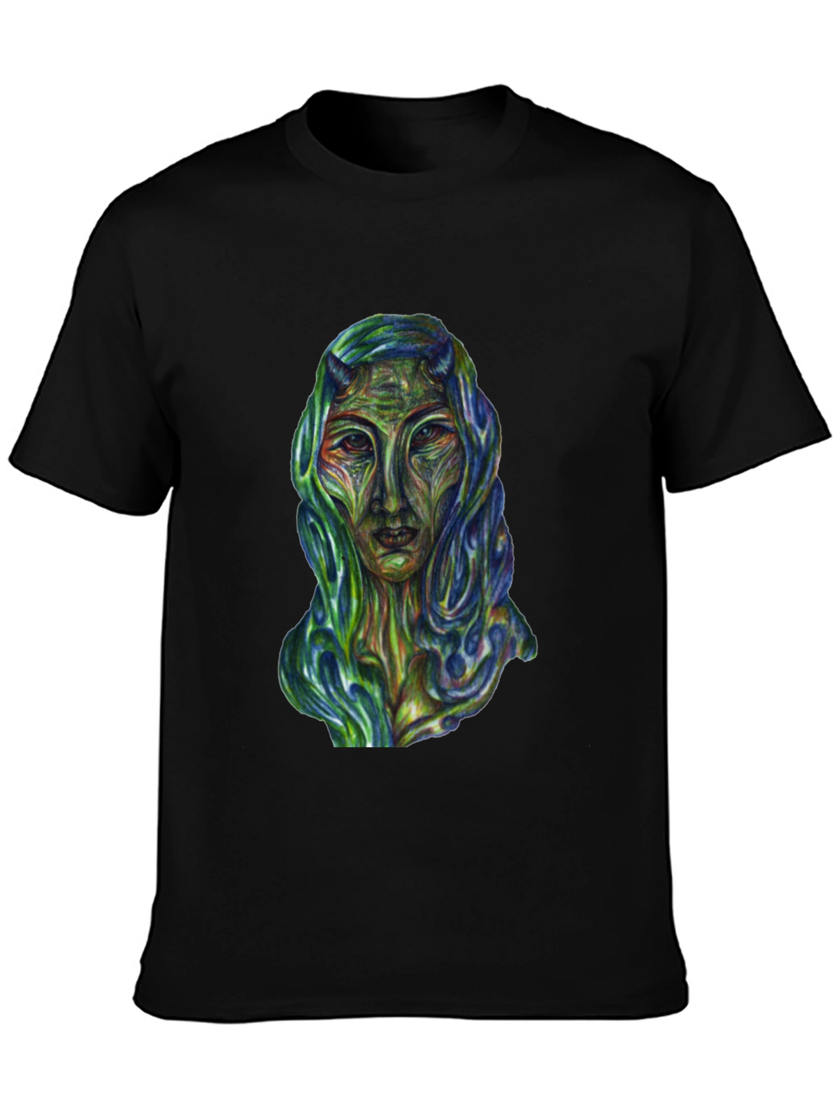 Surreal Alien Art Graphic T-Shirt - Black