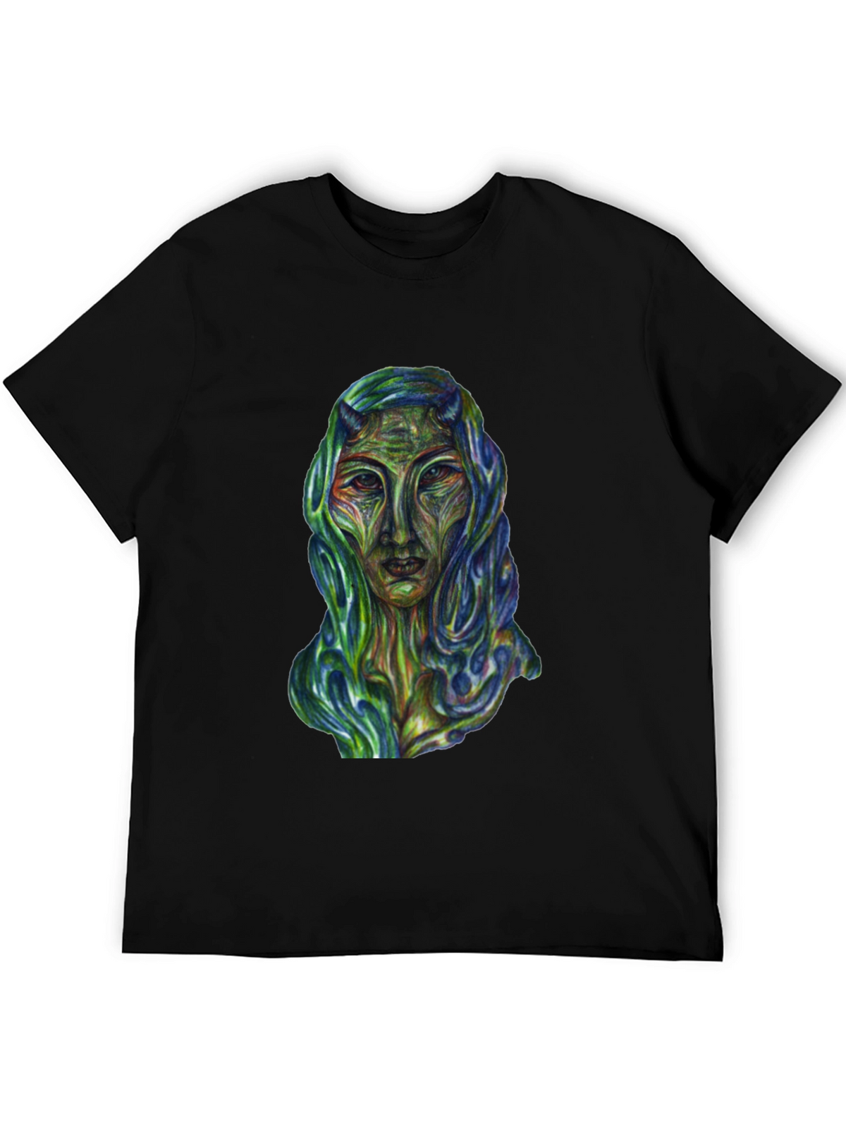 Surreal Alien Art Graphic T-Shirt - Black