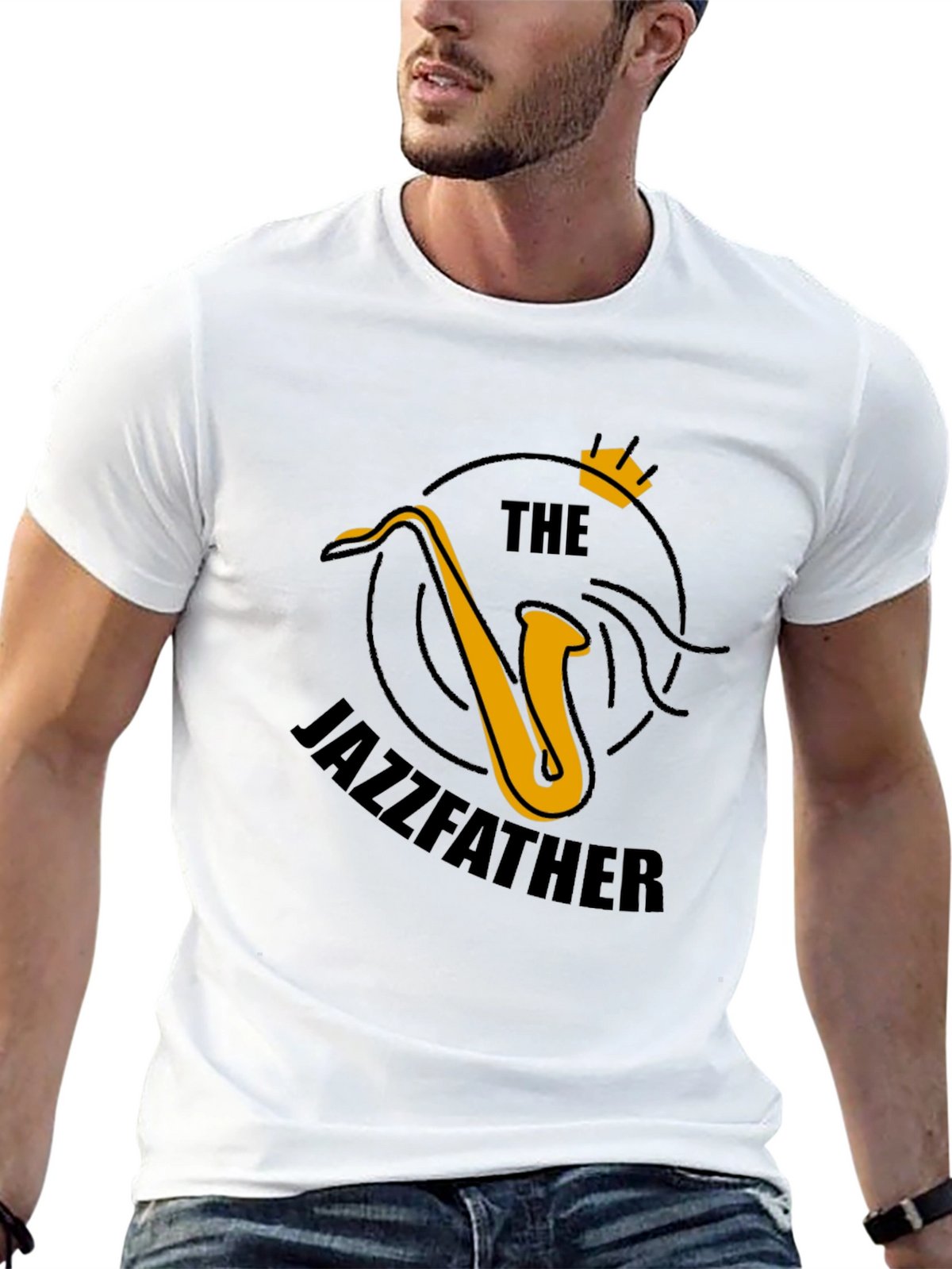 Jazzfather Saxophone Graphic Tee - Black