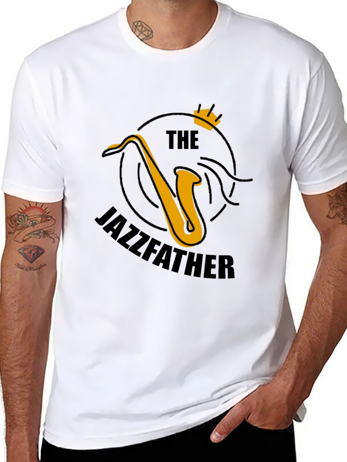 Jazzfather Saxophone Graphic Tee - Black