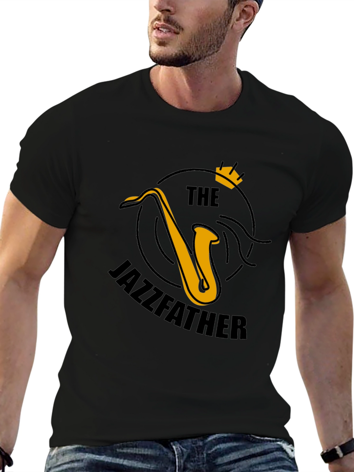Jazzfather Saxophone Graphic Tee - Black