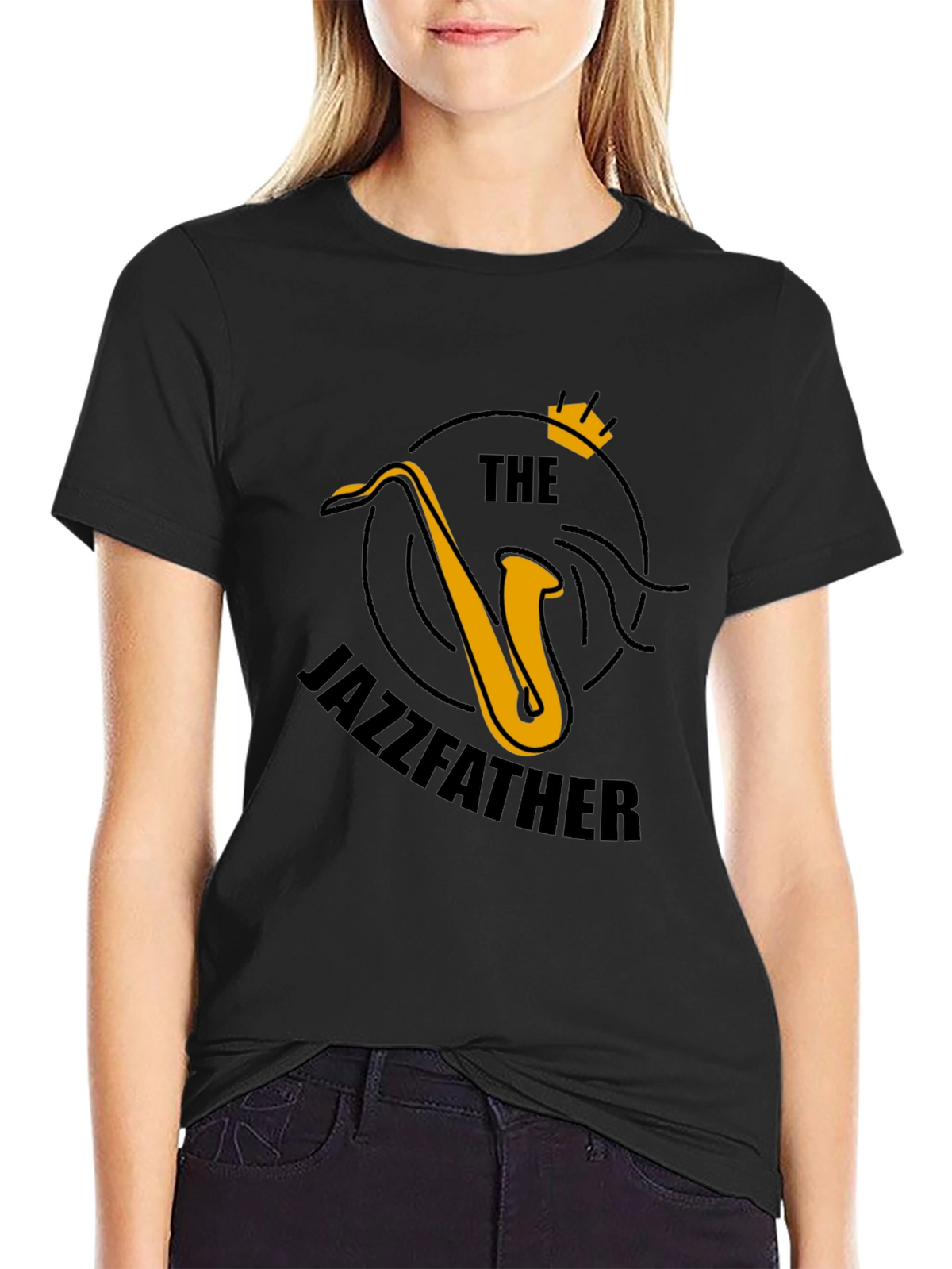 Jazzfather Saxophone Graphic Tee - Black