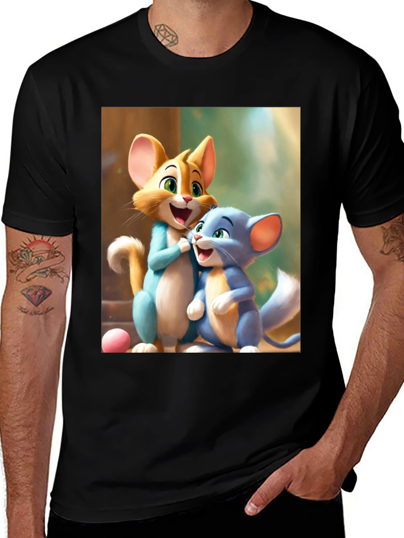 Cartoon Cats Graphic Tee - Fun & Playful Design