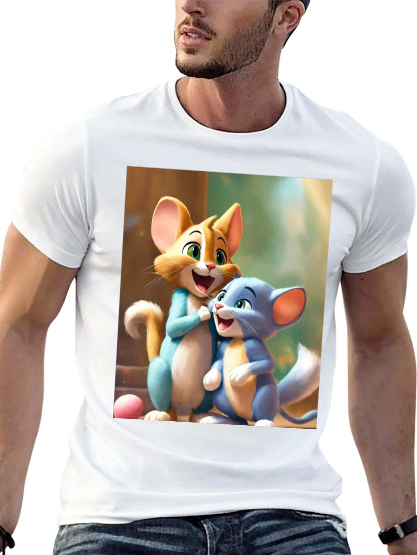 Cartoon Cats Graphic Tee - Fun & Playful Design