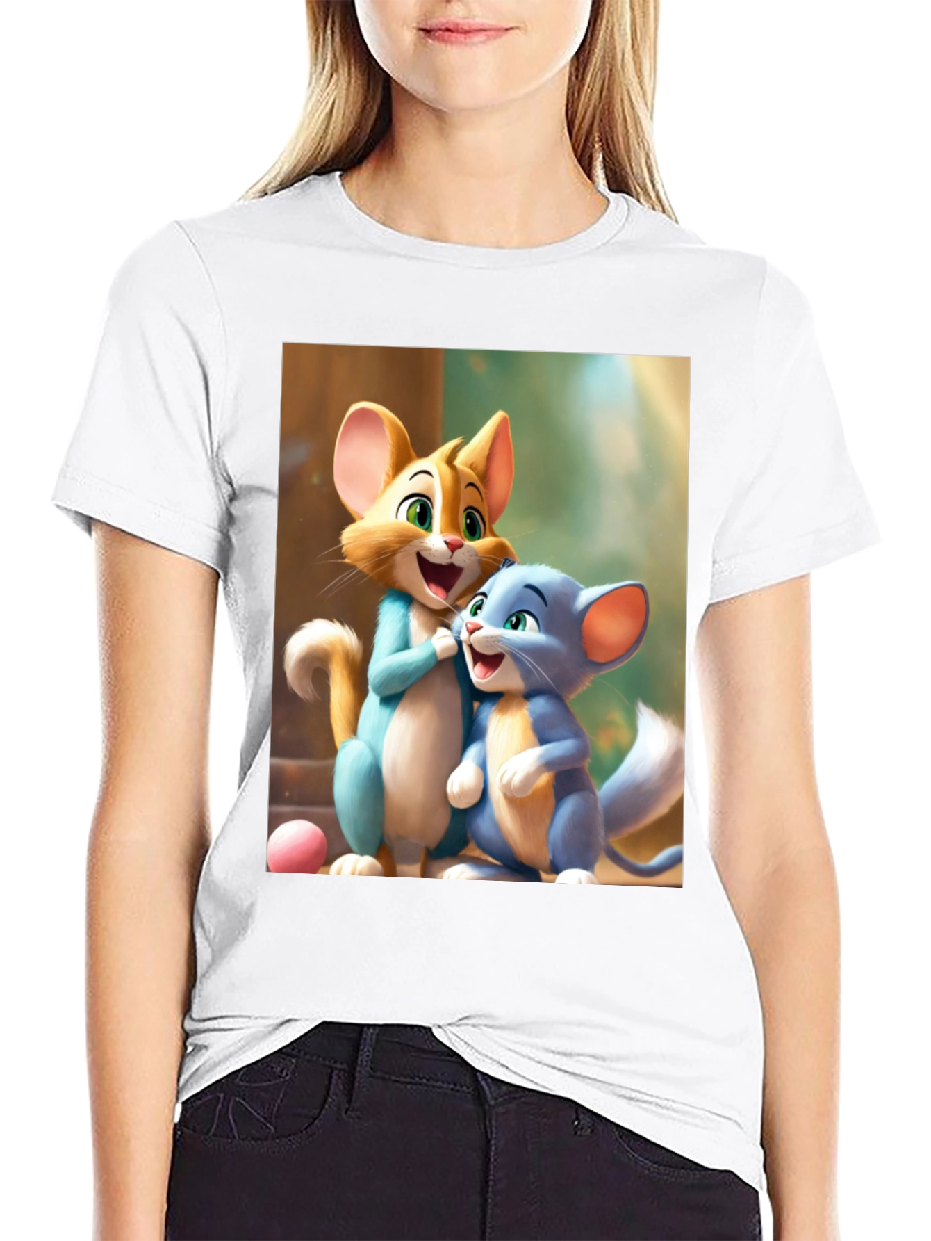 Cartoon Cats Graphic Tee - Fun & Playful Design