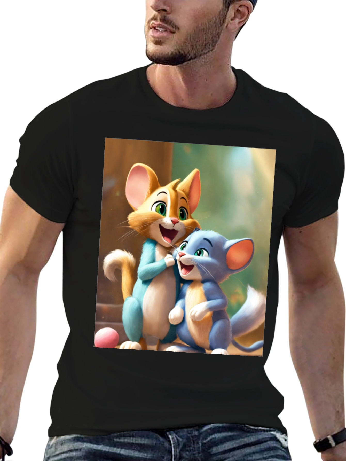 Cartoon Cats Graphic Tee - Fun & Playful Design