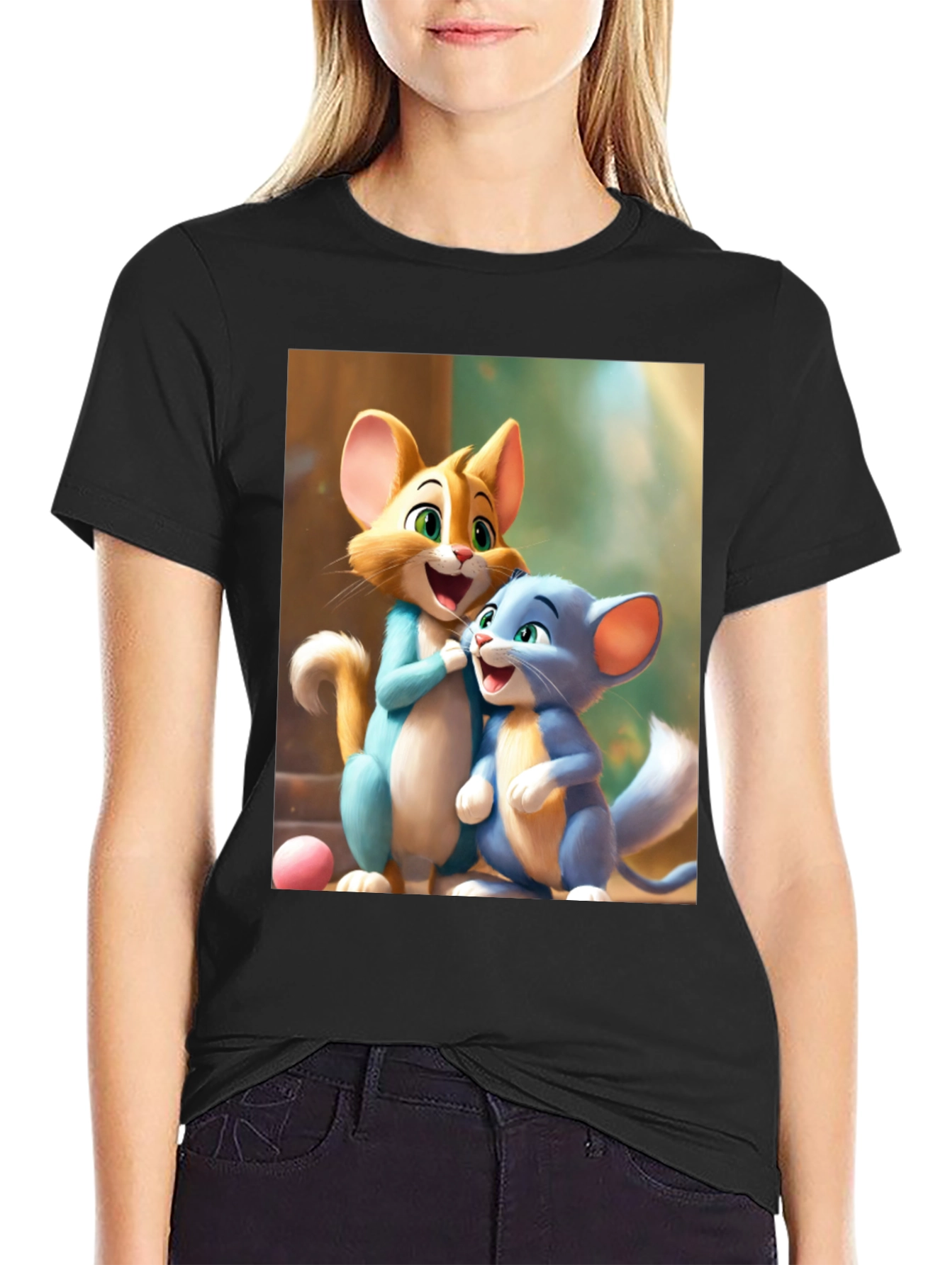 Cartoon Cats Graphic Tee - Fun & Playful Design