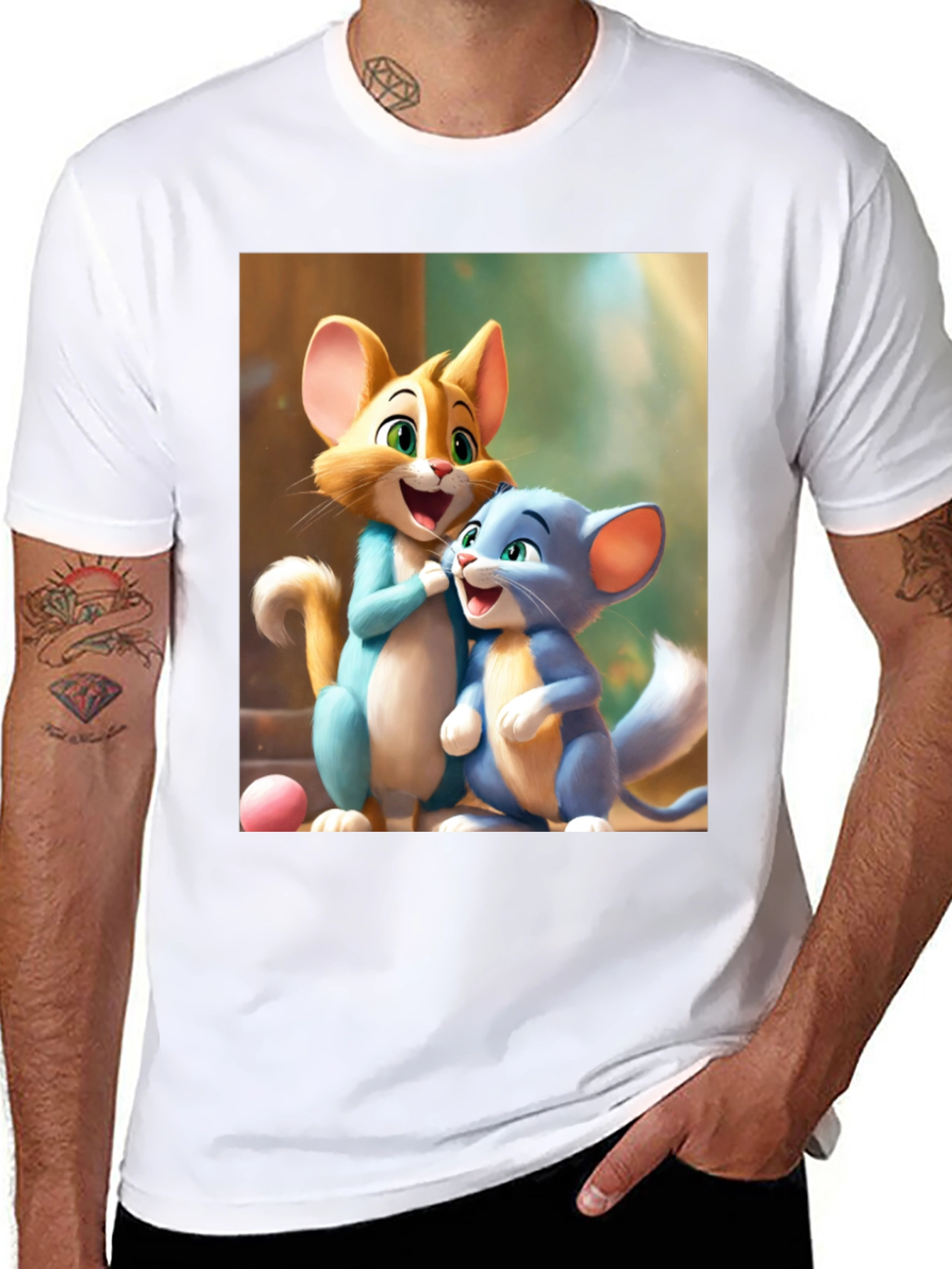 Cartoon Cats Graphic Tee - Fun & Playful Design