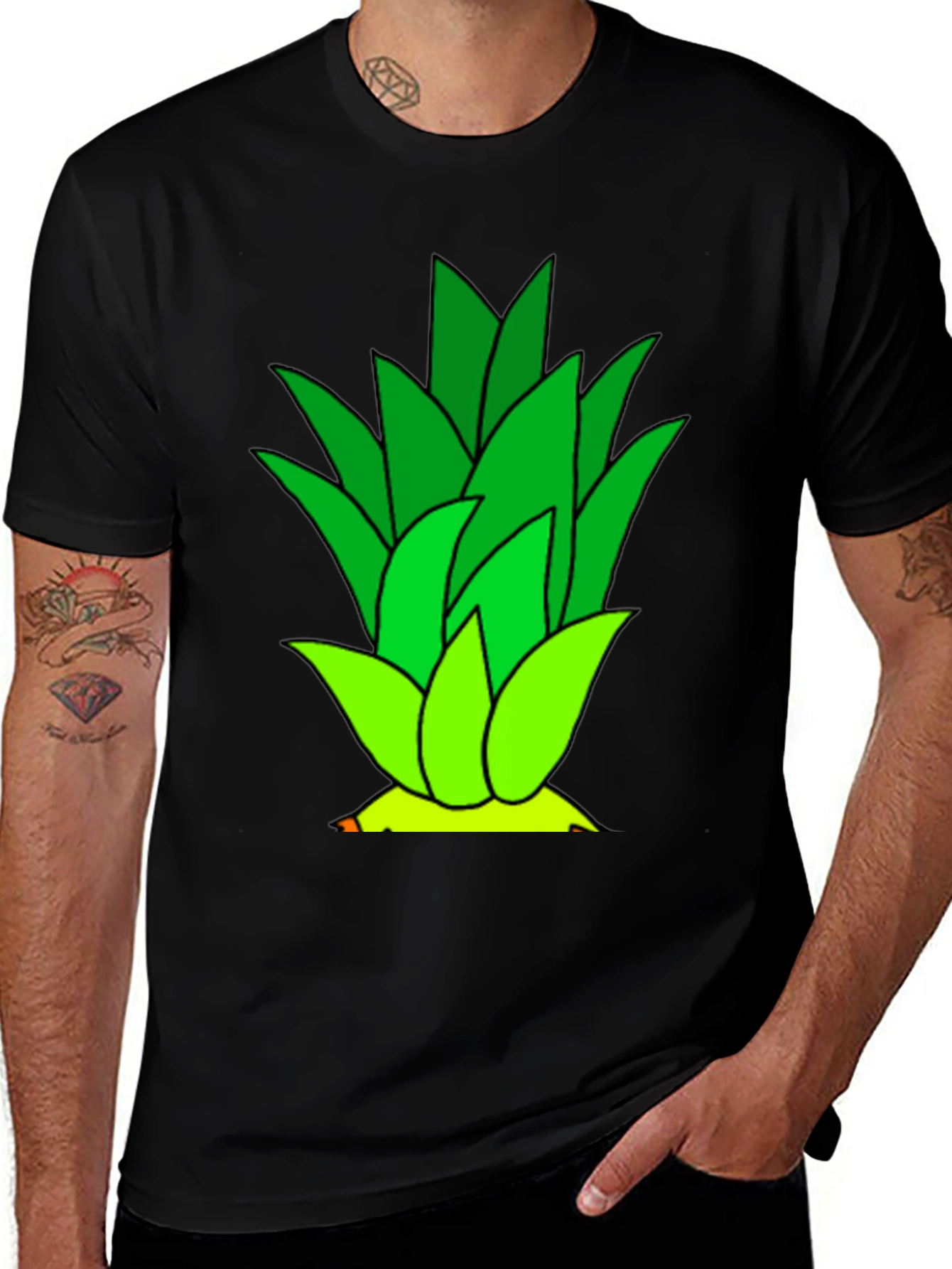 Pineapple Top Graphic Black T-Shirt