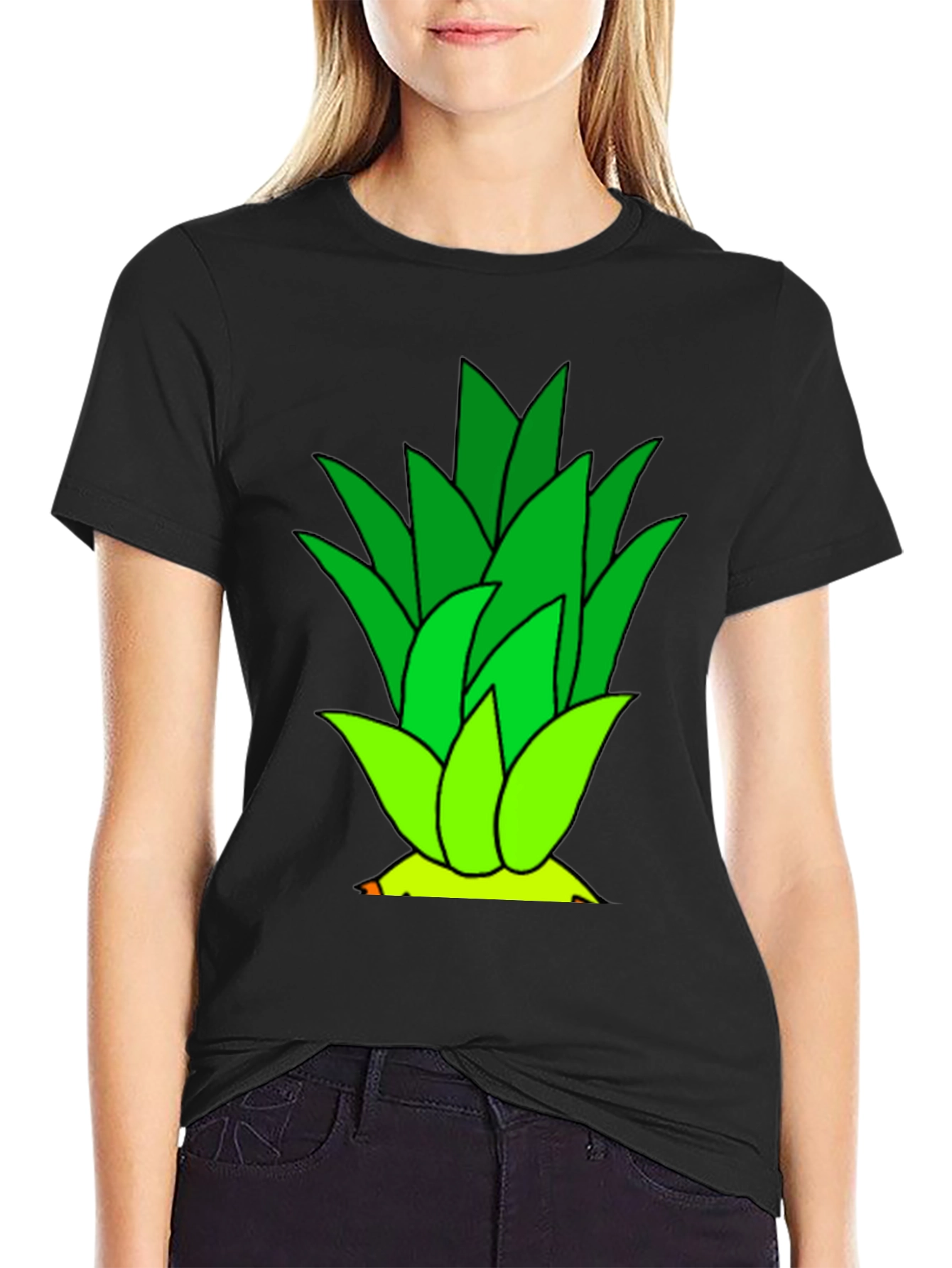 Pineapple Top Graphic Black T-Shirt