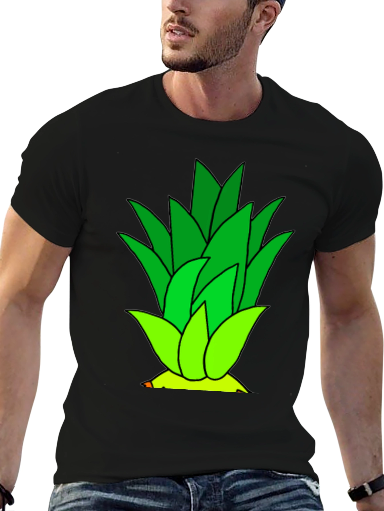 Pineapple Top Graphic Black T-Shirt