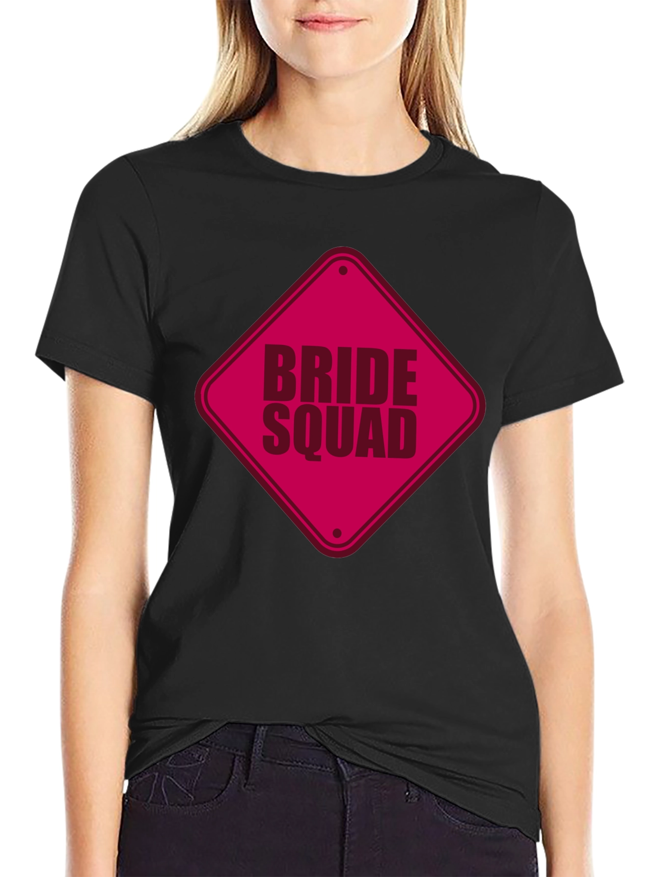Bride Squad T-Shirt - Black Crew Neck