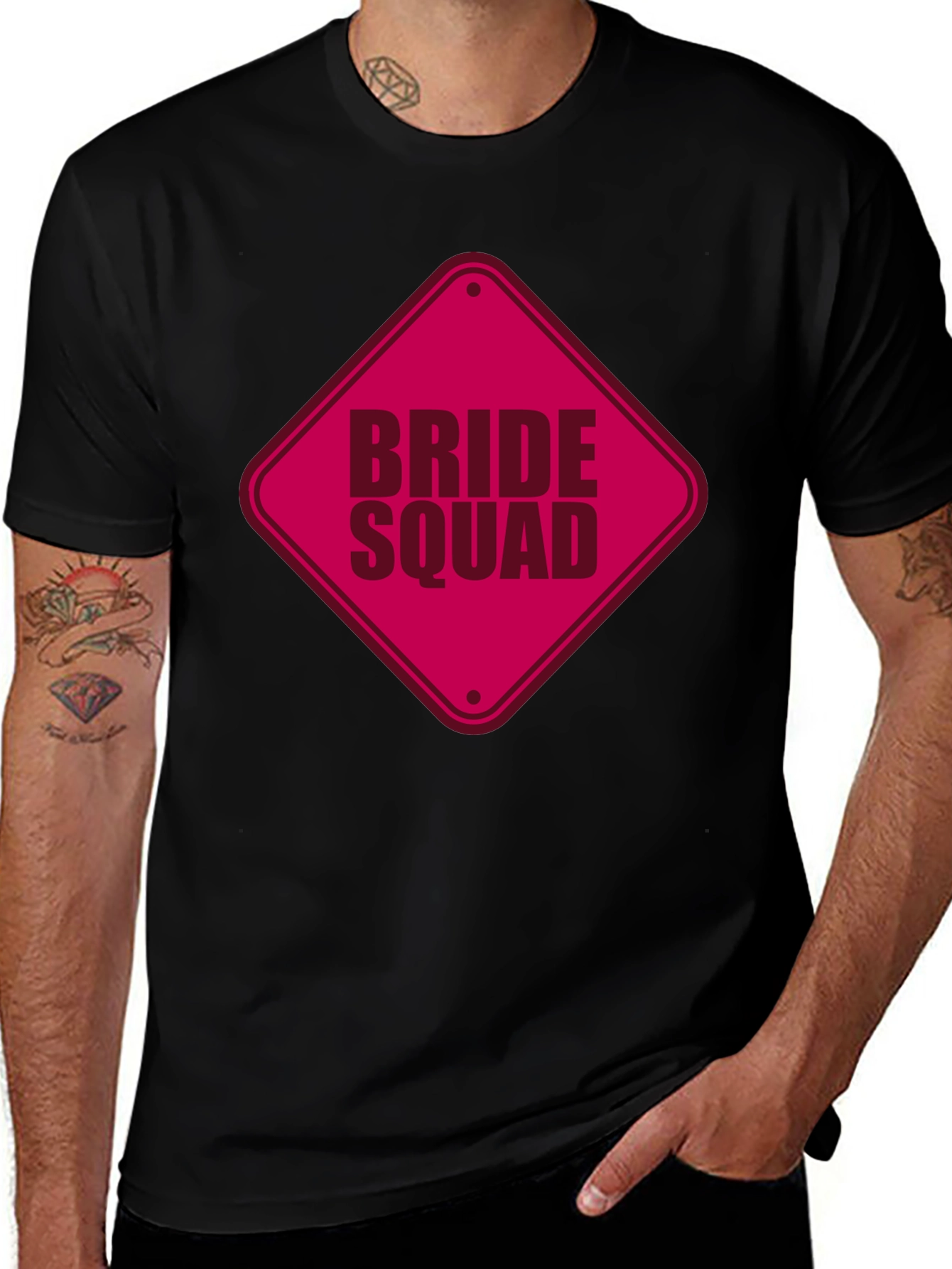 Bride Squad T-Shirt - Black Crew Neck