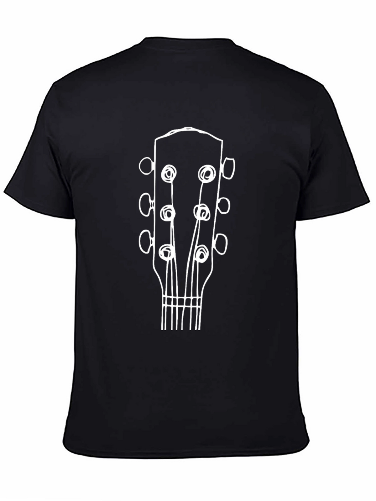 Guitar Headstock Graphic Tee - Black Cotton T-Shirt