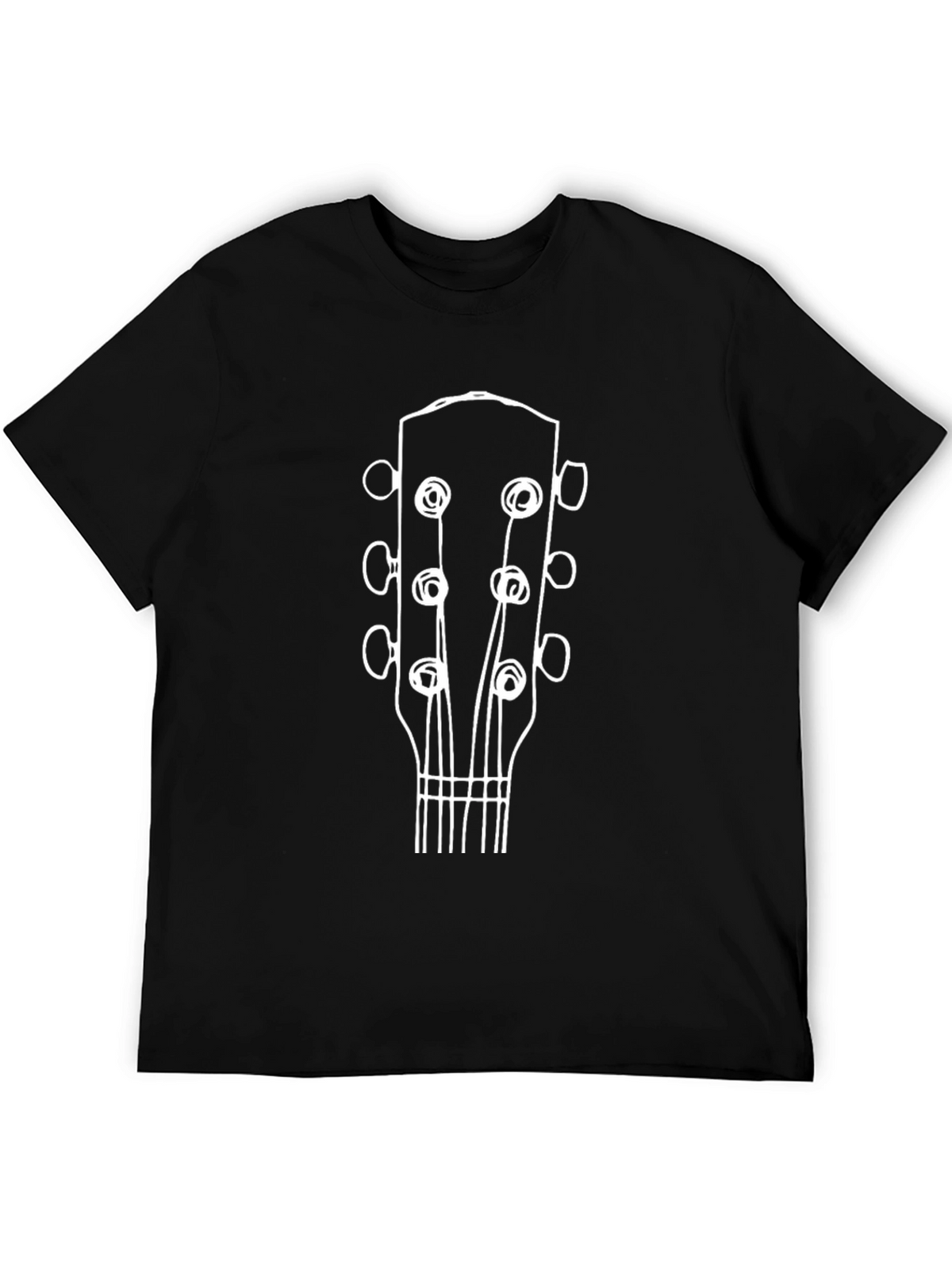 Guitar Headstock Graphic Tee - Black Cotton T-Shirt