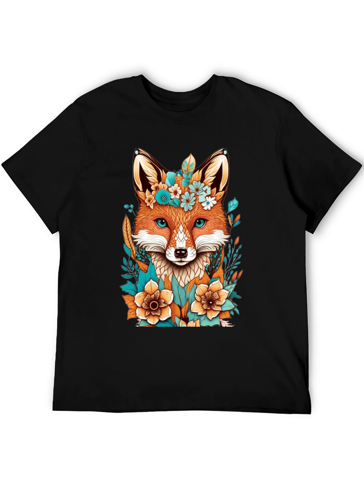 Floral Fox Graphic Tee - Unique Design