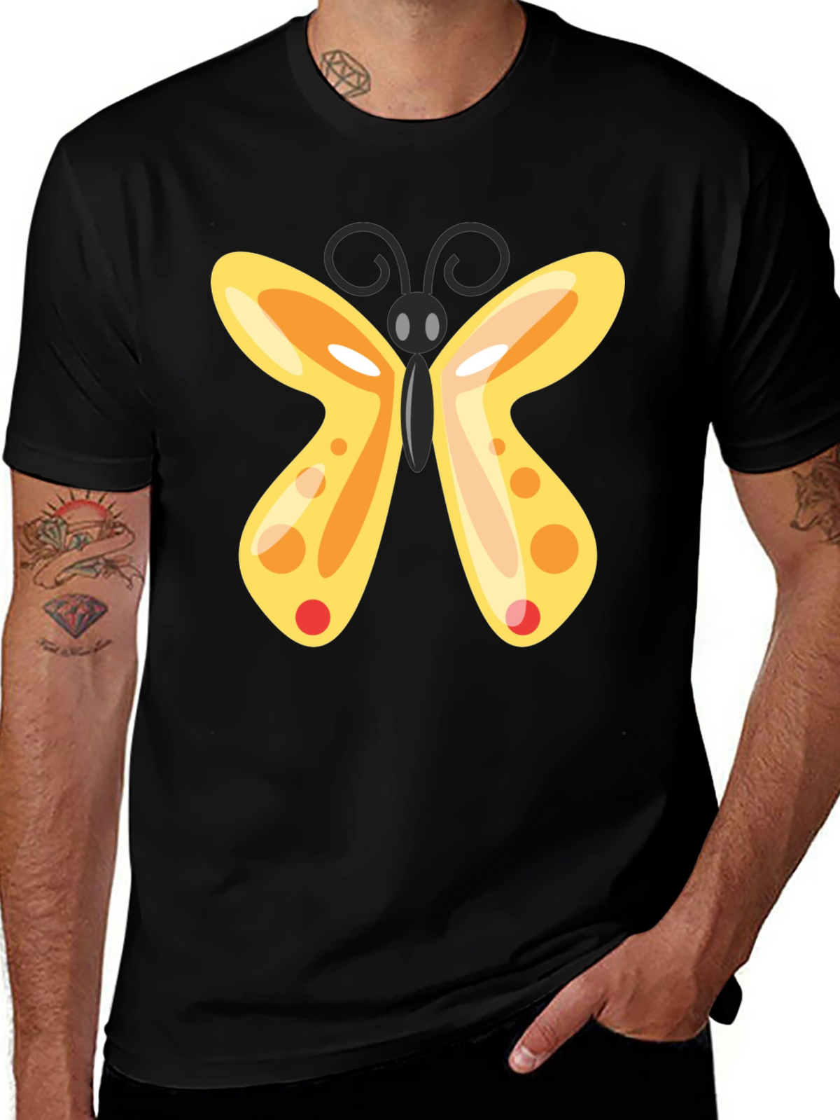 Butterfly Graphic T-Shirt - Black Casual Tee