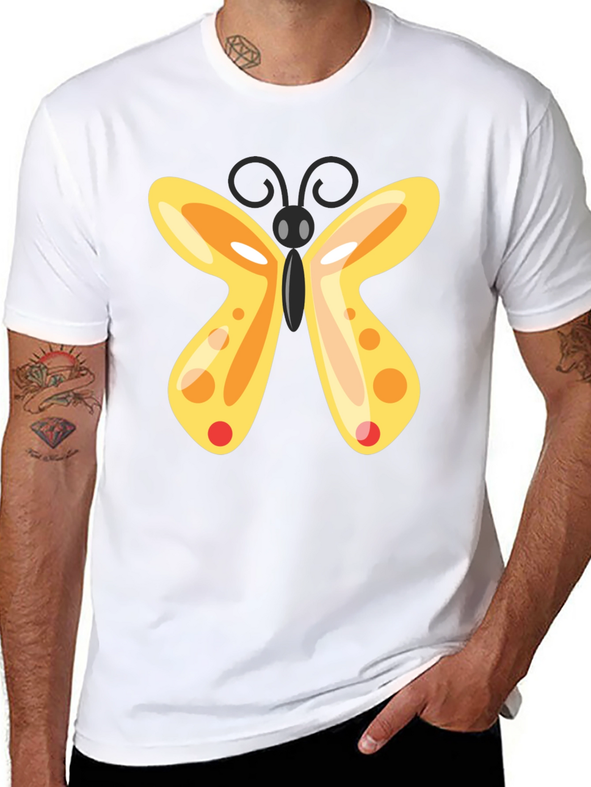 Butterfly Graphic T-Shirt - Black Casual Tee