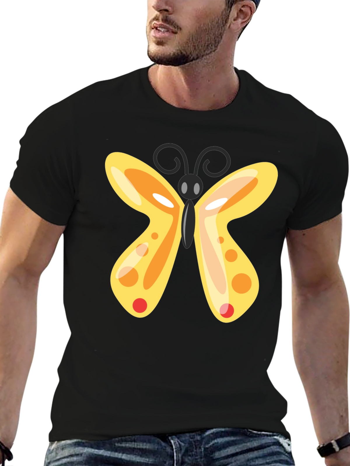 Butterfly Graphic T-Shirt - Black Casual Tee