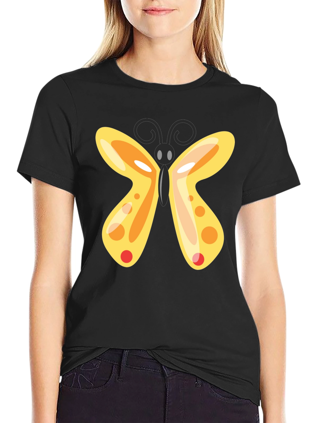 Butterfly Graphic T-Shirt - Black Casual Tee