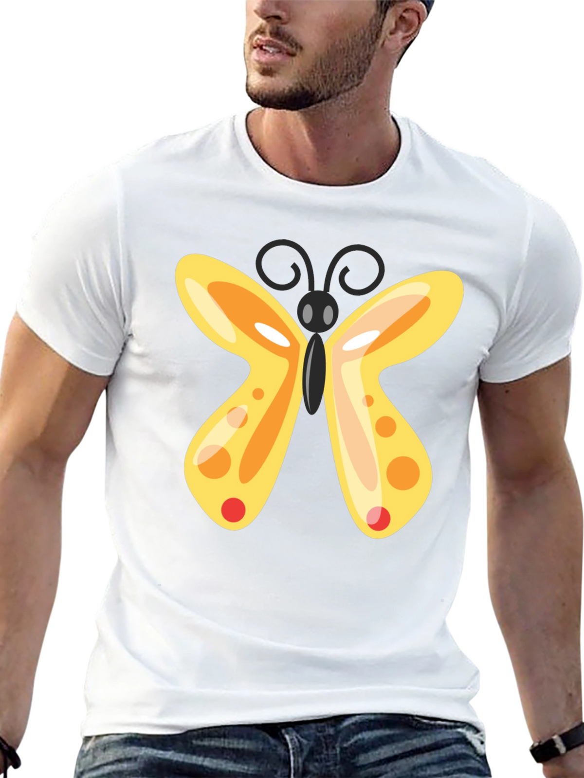 Butterfly Graphic T-Shirt - Black Casual Tee