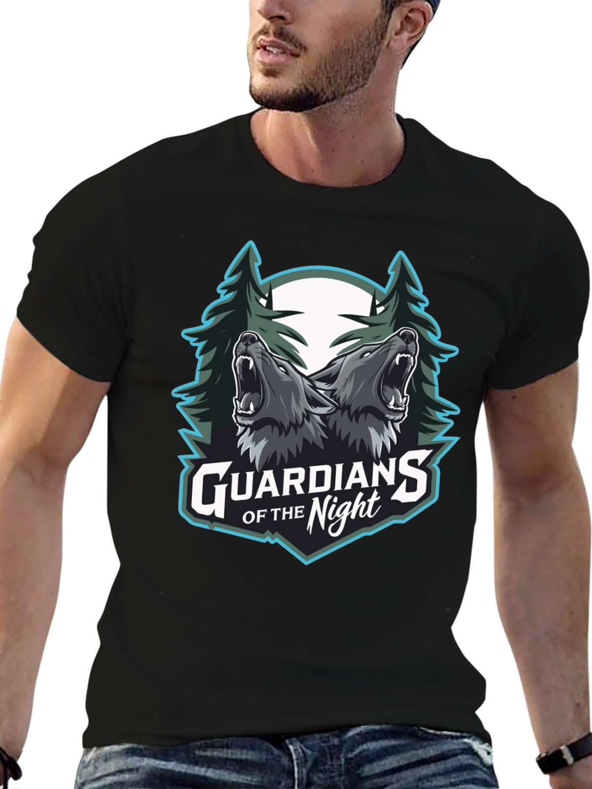 Guardians of the Night Wolf Graphic T-Shirt