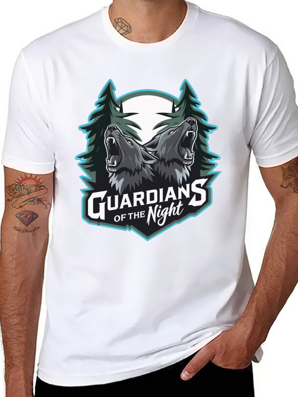 Guardians of the Night Wolf Graphic T-Shirt