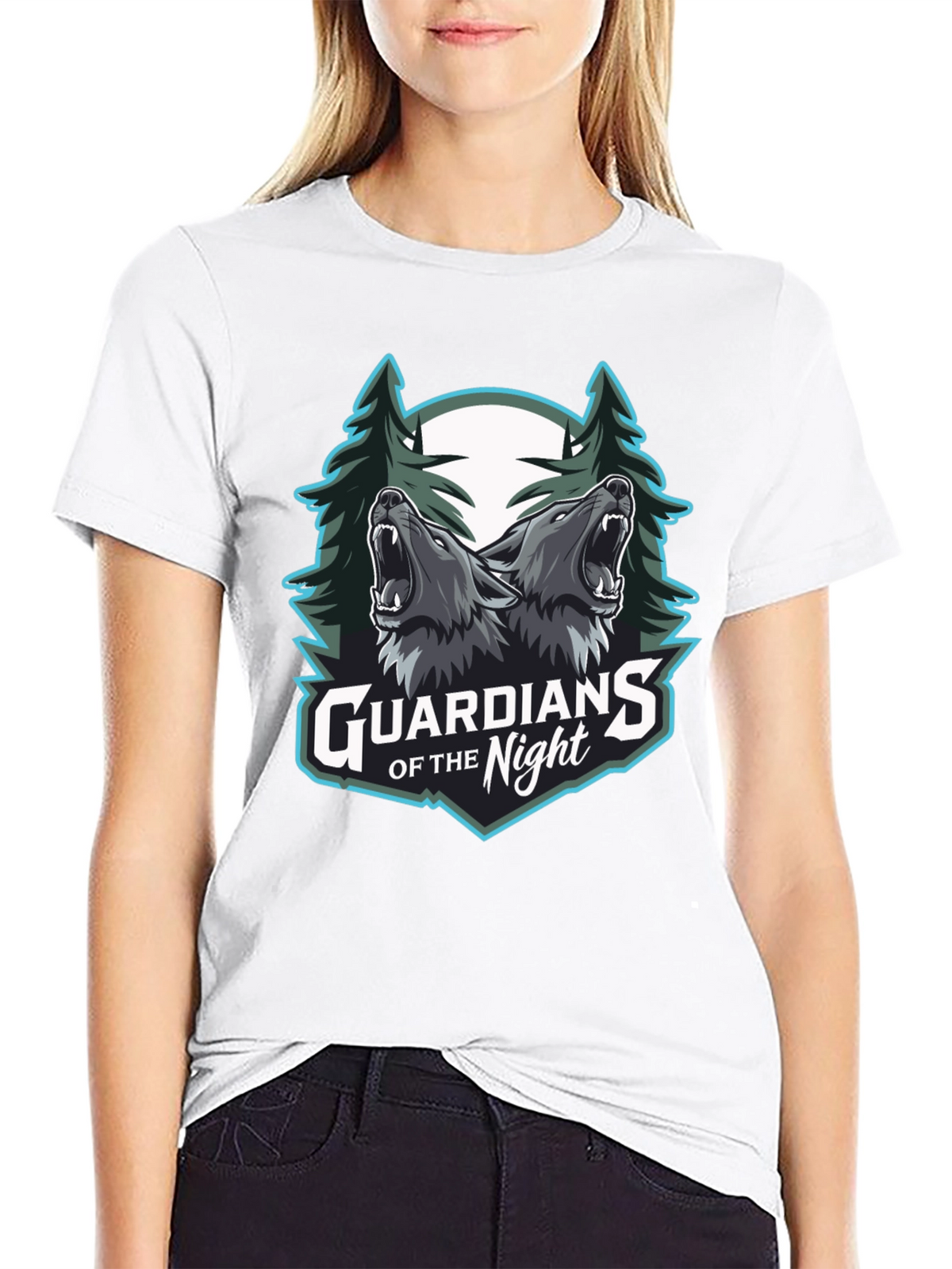 Guardians of the Night Wolf Graphic T-Shirt