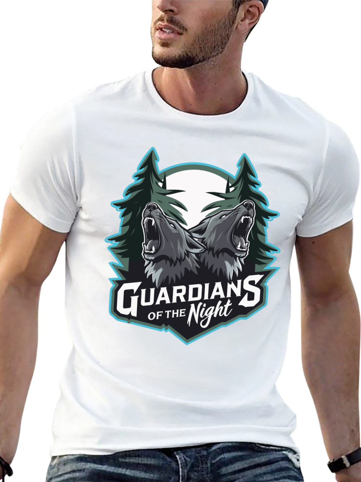 Guardians of the Night Wolf Graphic T-Shirt