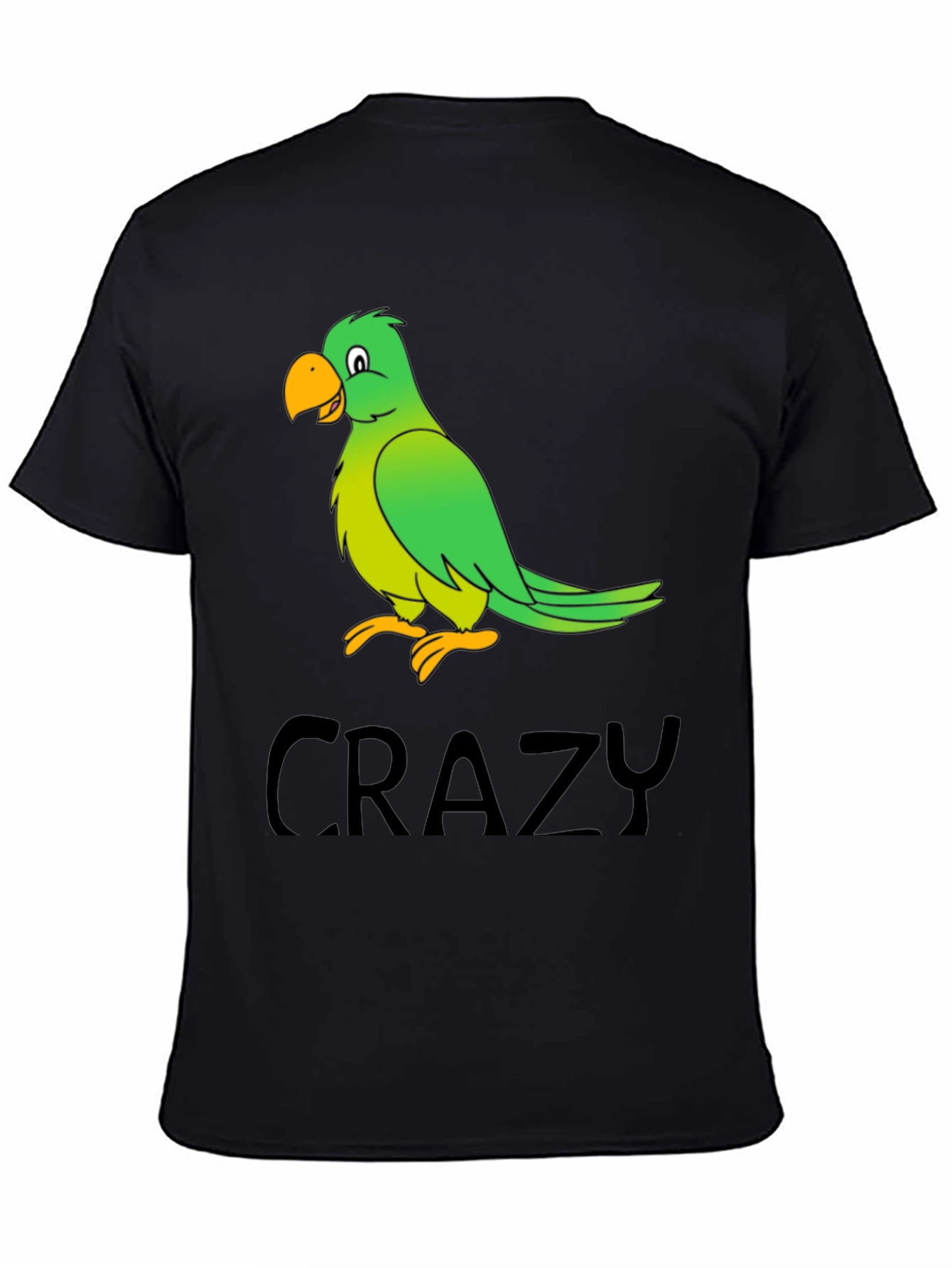 Crazy Parrot Graphic Tee - Black Cotton T-Shirt